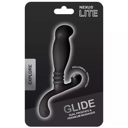 Nexus Glide Black – anatominis prostatos masažuoklis, 11,5 cm, metalinis akcentas