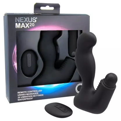 Nexus Max 20 universalus intymus silikoninis masažuoklis, juodas, 20 funkcijų