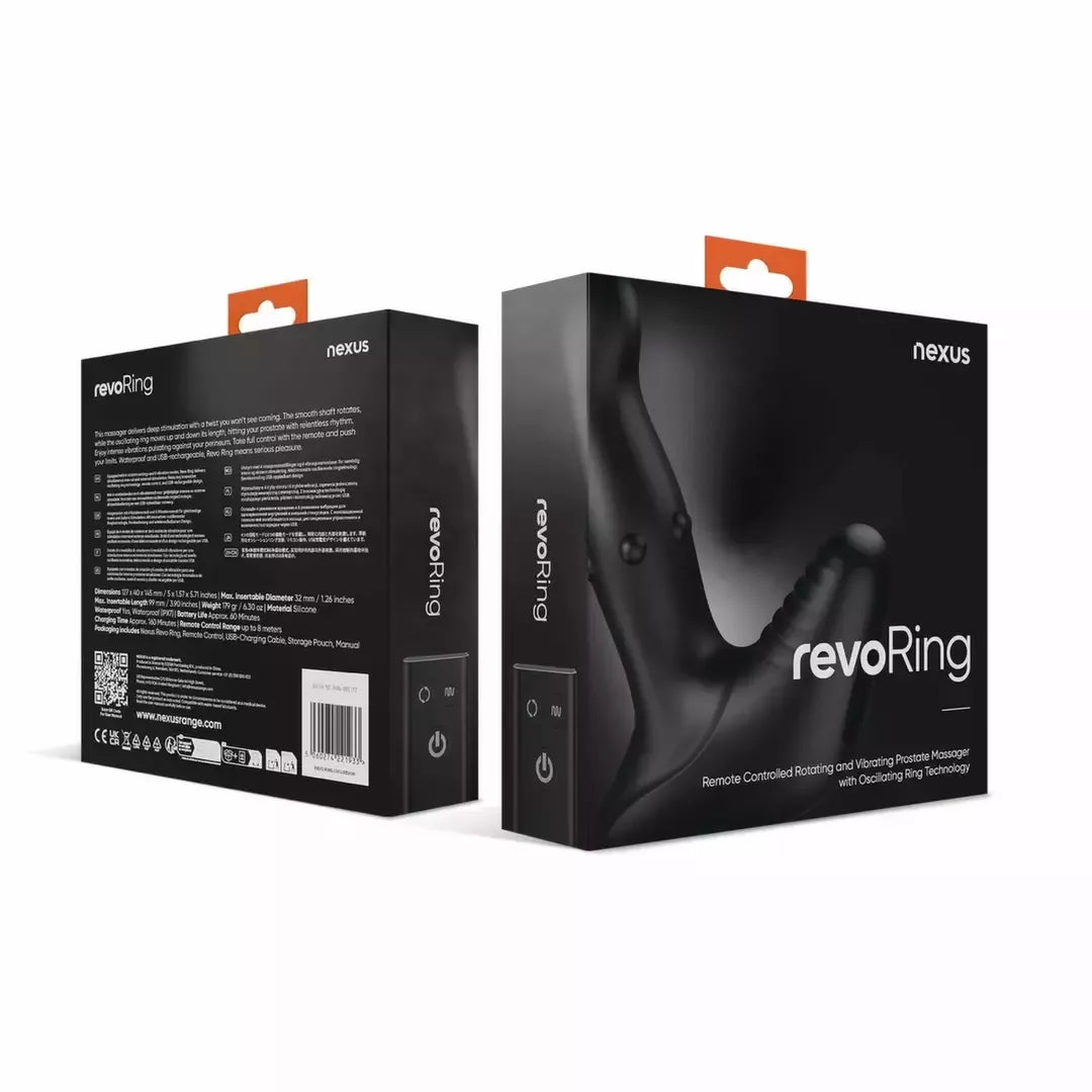 Nexus Revo Ring nuotoliniu būdu valdomas besisukantis silikoninis sveikatingumo prietaisas, juodas, 13,5 cm