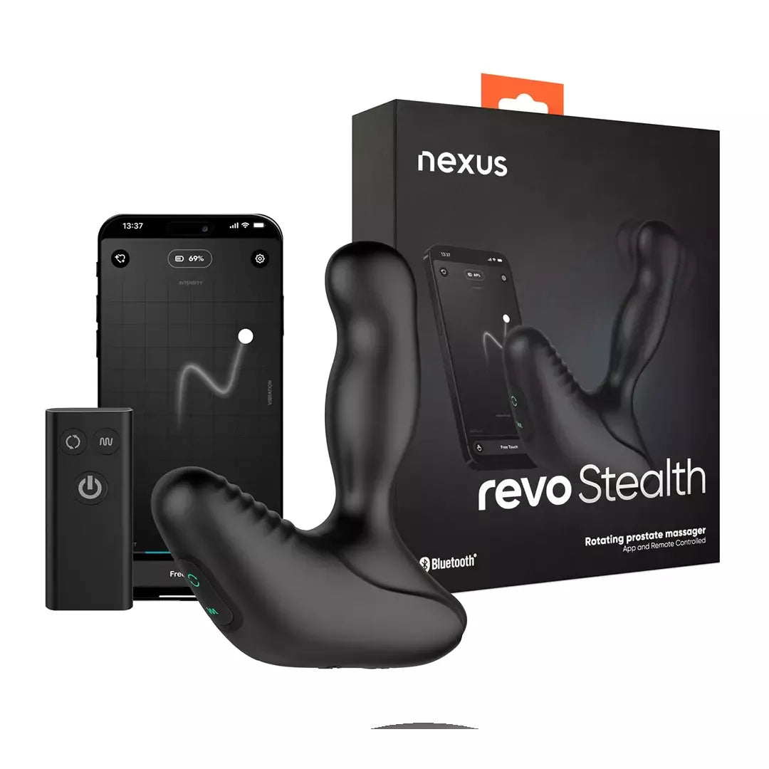 Nexus Revo Stealth App Enabled Black – besisukantis prostatos masažuoklis, 95 mm