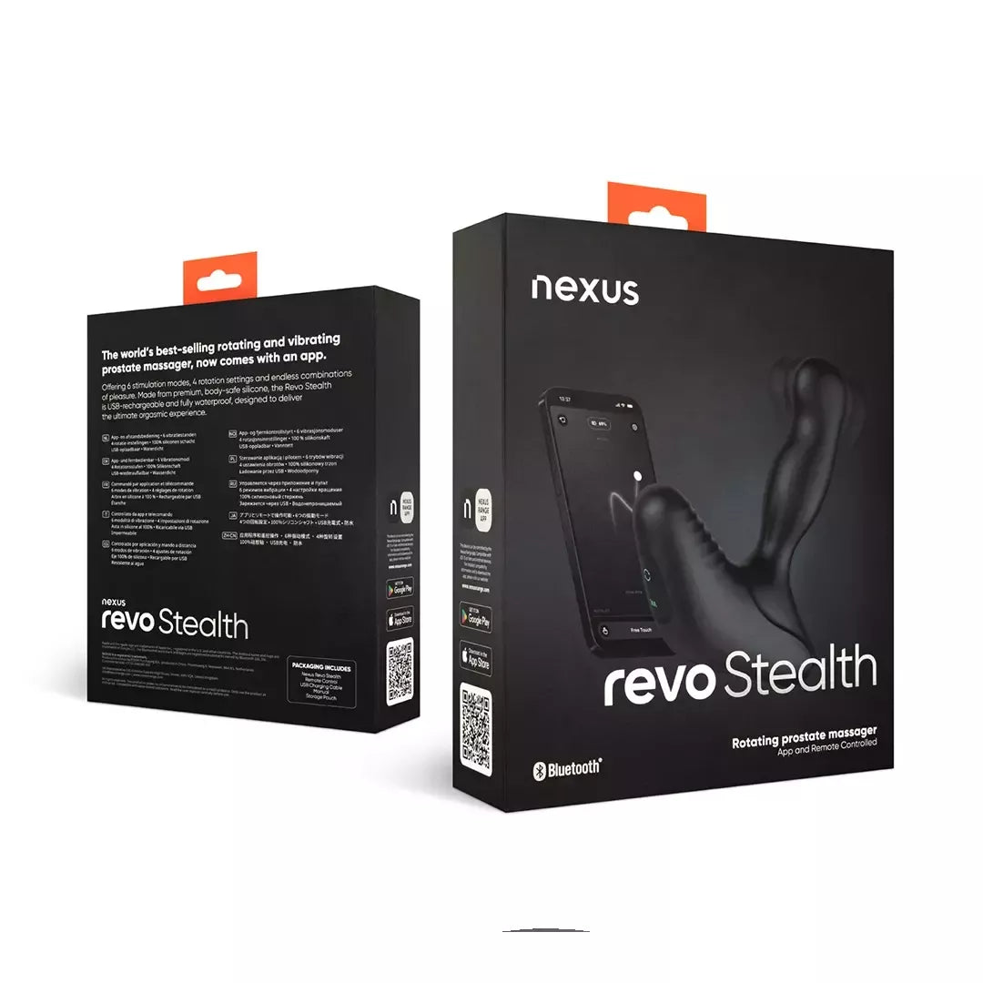 Nexus Revo Stealth App Enabled Black – besisukantis prostatos masažuoklis, 95 mm