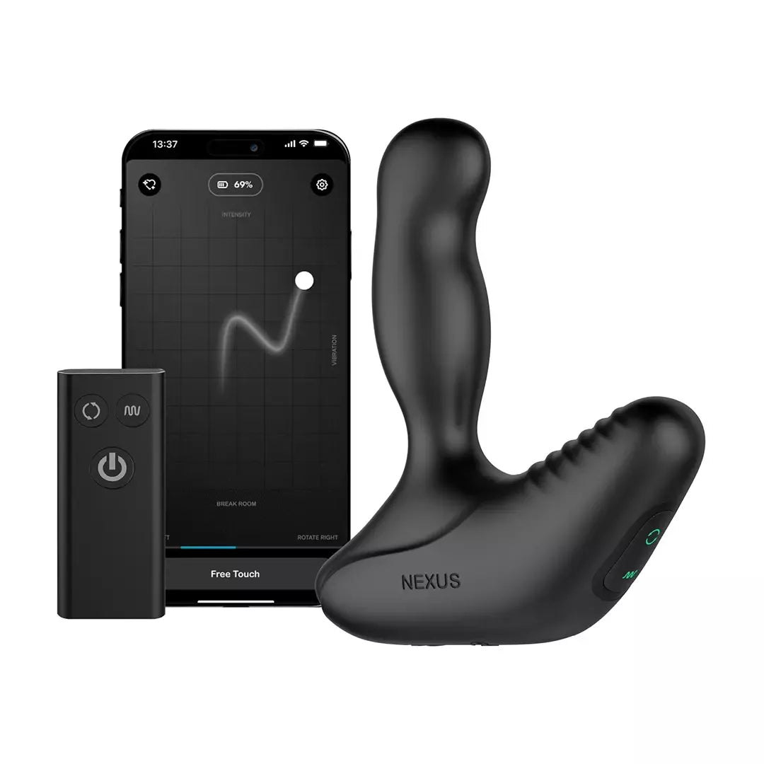 Nexus Revo Stealth App Enabled Black – besisukantis prostatos masažuoklis, 95 mm