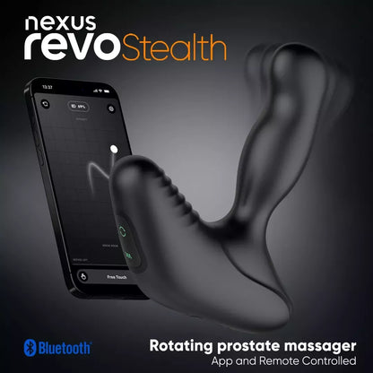 Nexus Revo Stealth App Enabled Black – besisukantis prostatos masažuoklis, 95 mm