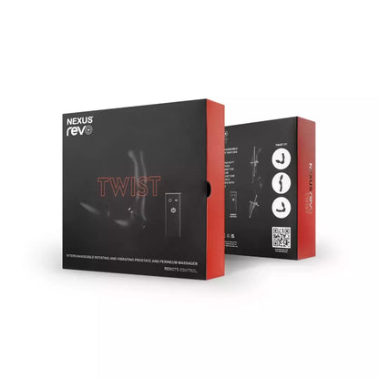 Nexus Revo Twist Black – dvipusis intymus prietaisas, besisukantis ir vibruojantis