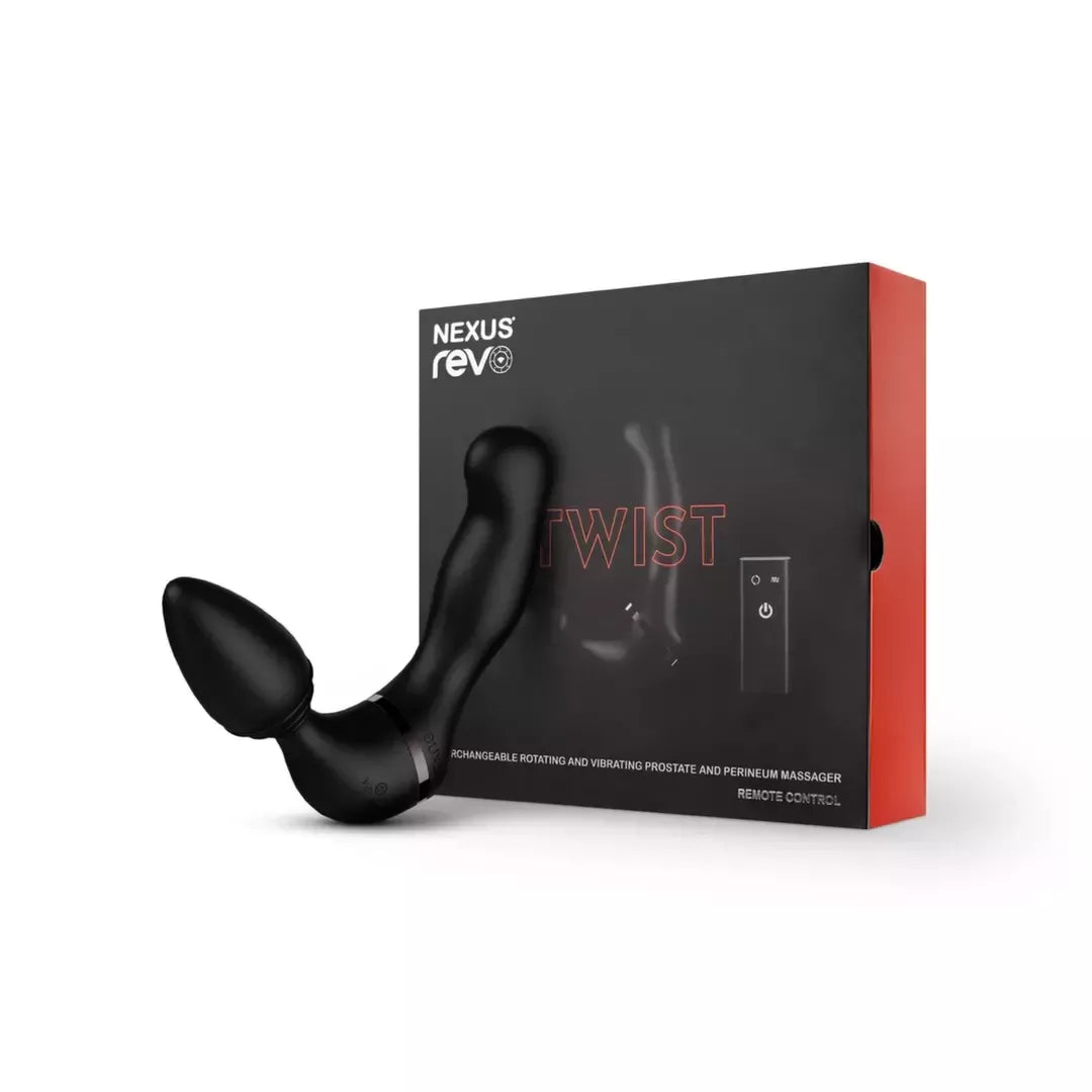 Nexus Revo Twist Black – dvipusis intymus prietaisas, besisukantis ir vibruojantis