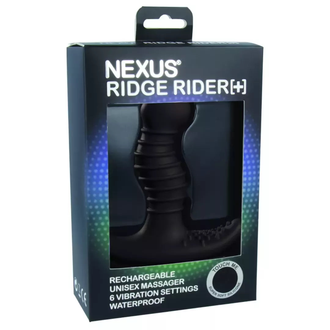 „Nexus Ridge Rider Plus Black“ silikoninis dviejų zonų masažuoklis, 10 cm