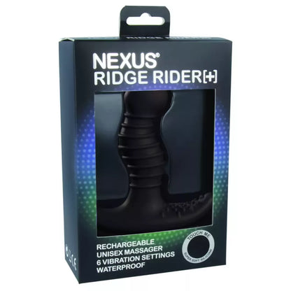 „Nexus Ridge Rider Plus Black“ silikoninis dviejų zonų masažuoklis, 10 cm