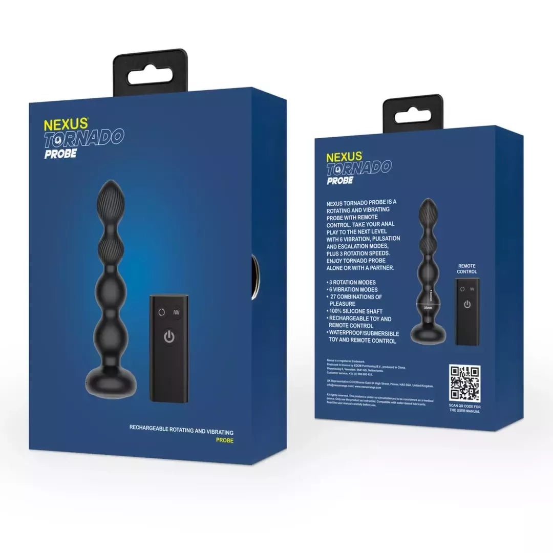 Nexus Tornado besisukantis analinis zondas su karoliukais, juodas – nuotolinio valdymo pultas, 150 mm