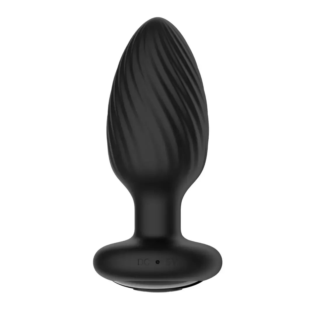 Nexus Tornado Medium Black – besisukantis silikoninis analinis kamštis su nuotolinio valdymo pulteliu