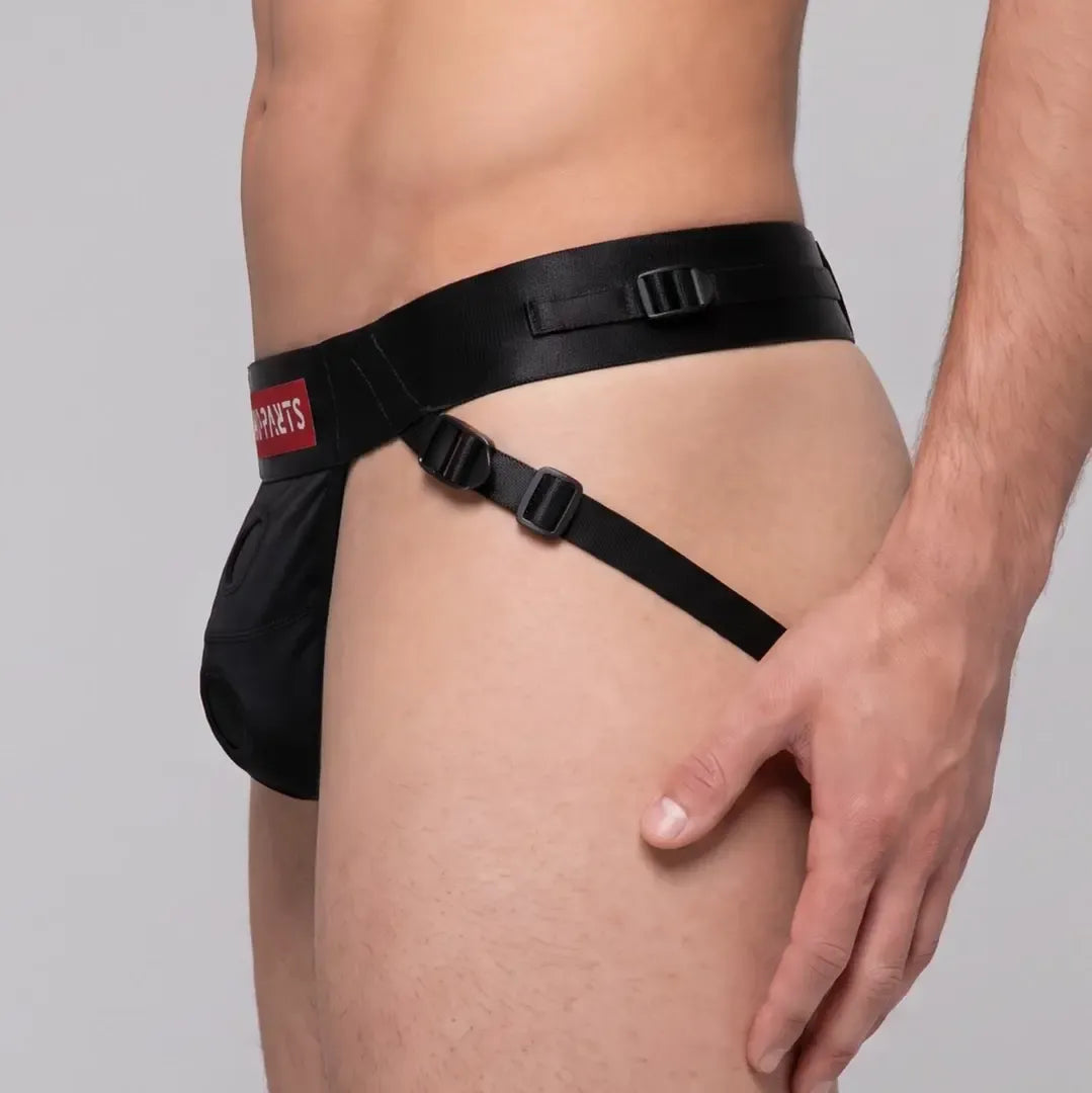 No-Parts Taylor reguliuojami diržai (strap-on), dviguba O formos žiedų sistema, juodi