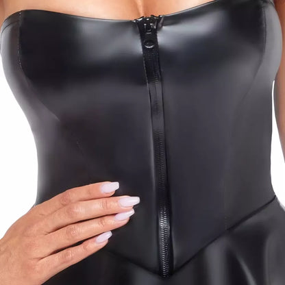 Noir Handmade Libido Tube Dress S – juoda „powerwetlook“ mini suknelė