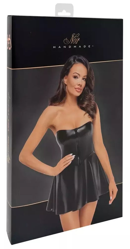 Noir Handmade Libido Tube Dress S – juoda „powerwetlook“ mini suknelė
