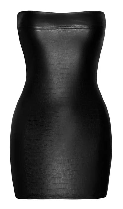 Noir Tube Dress XL Juoda krokodilo odos rašto „wetlook“ suknelė
