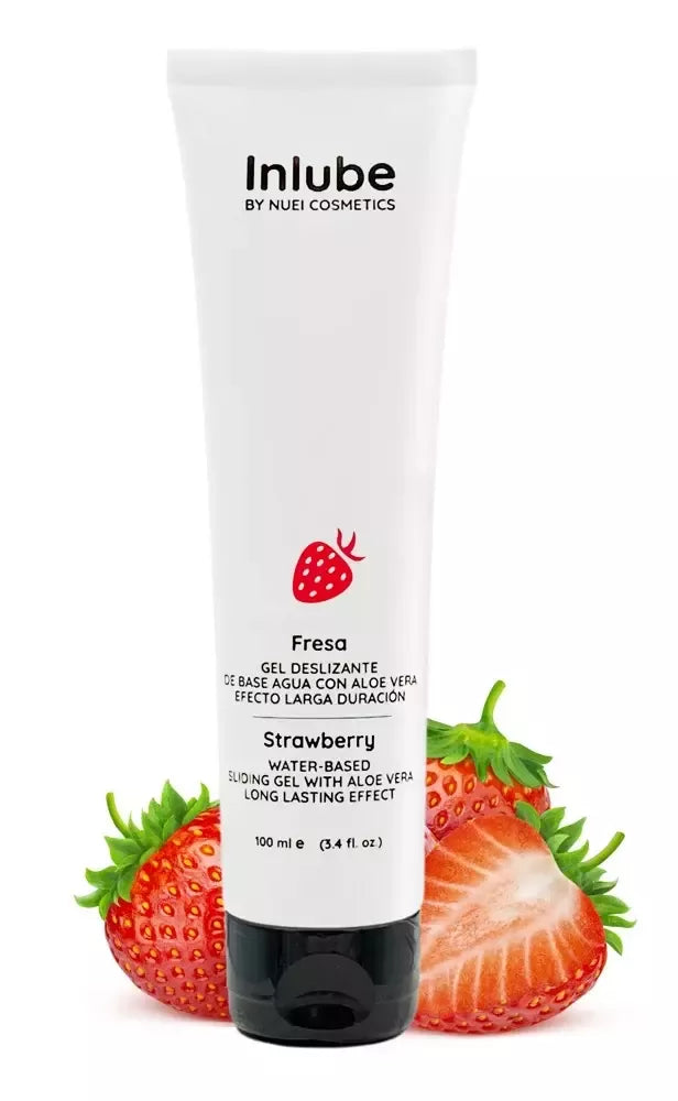 Nuei Inlube vandens pagrindo gelis su braškių aromatu, 100 ml, veganiška formulė