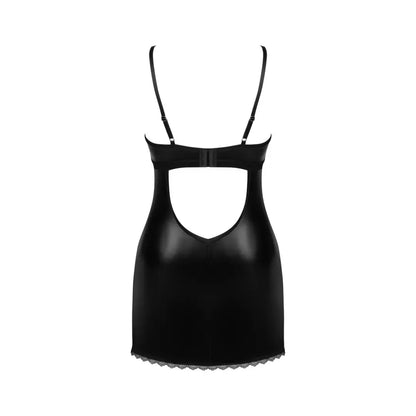 Obsessive Norides naktinukai su kelnaitėmis, juodi, XL/2XL – odos imitacijos efektas, reguliuojamas dydis