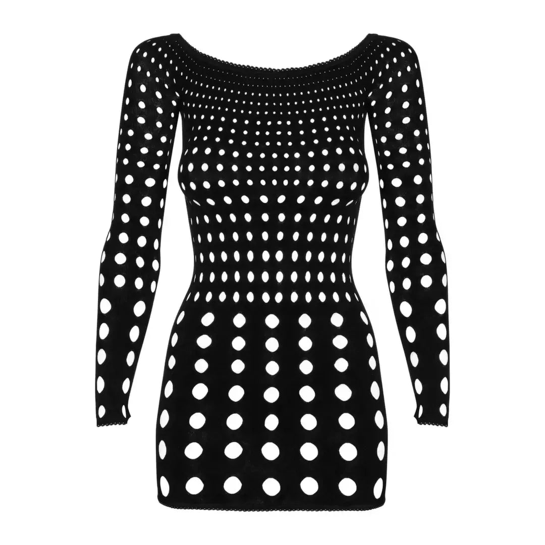 Obsessive Rocker tinklinė suknelė, juoda, S/M/L - atidengtais pečiais, ilgomis rankovėmis