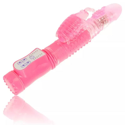OHMAMA besisukantis triušio tipo vibratorius, daugiafunkcinis, 25,5 cm, rožinis