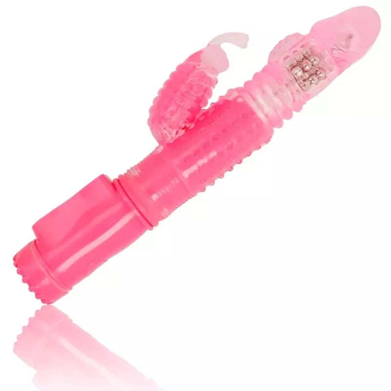OHMAMA besisukantis triušio tipo vibratorius, daugiafunkcinis, 25,5 cm, rožinis