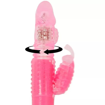 OHMAMA besisukantis triušio tipo vibratorius, daugiafunkcinis, 25,5 cm, rožinis