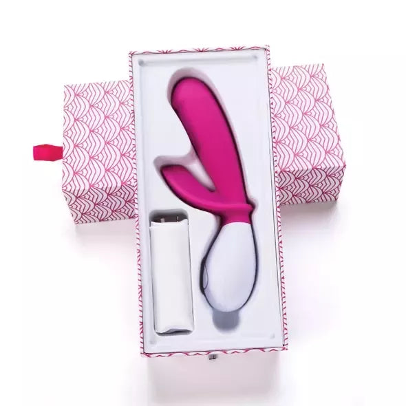 „OhMiBod Lovelife Snuggle“ dviejų variklių įkraunamas intymus masažuoklis, rožinis
