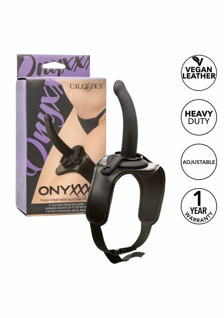 Onyxxx reguliuojamas šlaunies dirželis su silikoniniu kaiščiu, 12,7 cm, juodas