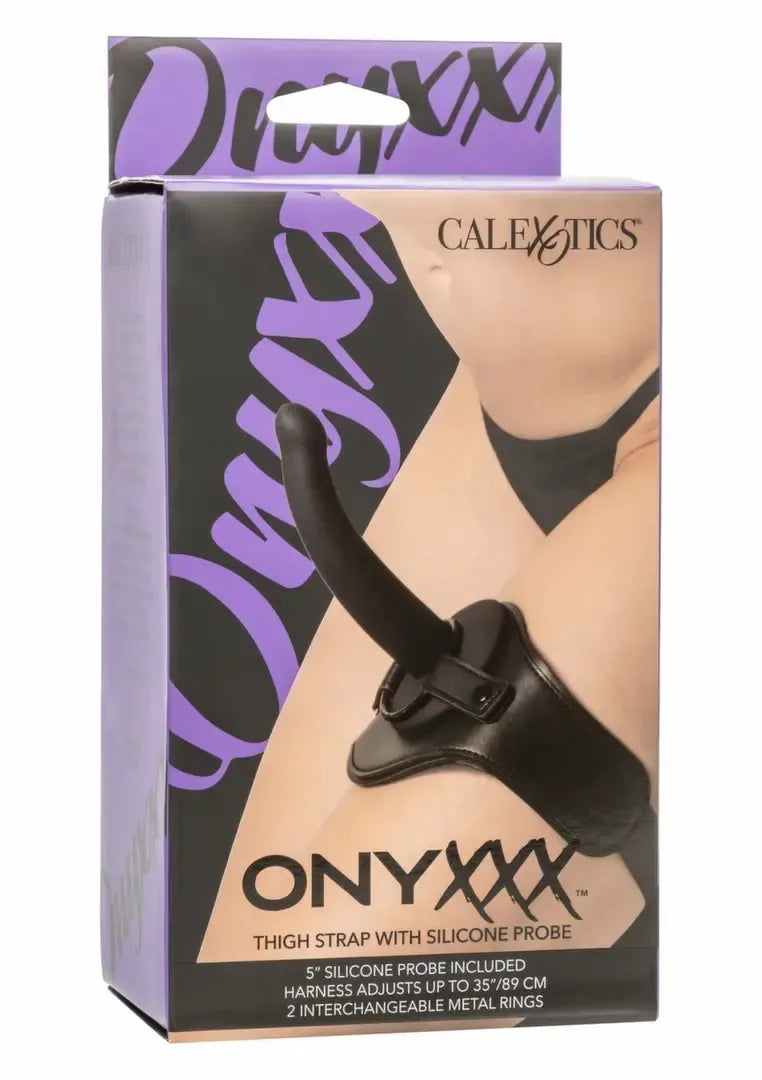 Onyxxx reguliuojamas šlaunies dirželis su silikoniniu kaiščiu, 12,7 cm, juodas