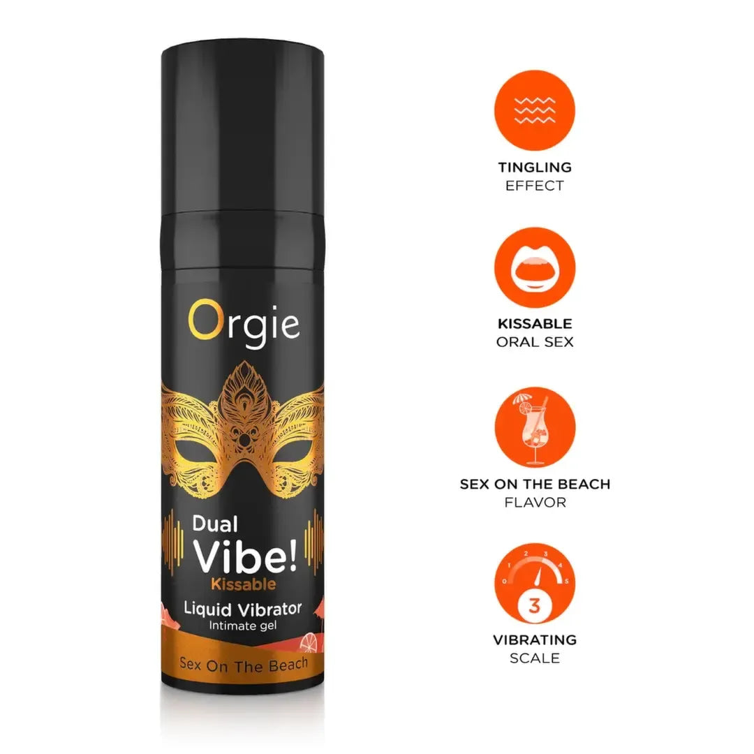 Orgie Dual Vibe Intimate Gel Sex On The Beach Flavor, bučiuojamas, 15ml