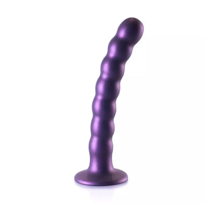 Ouch! Beaded Silicone Intimate Wand 16,5 cm metalo spalvos su siurbiamuoju pagrindu