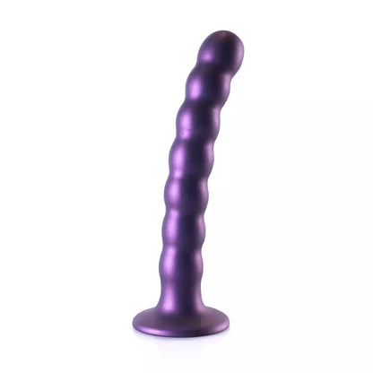 Ouch! Beaded Silicone Intimate Wand 16,5 cm metalo spalvos su siurbiamuoju pagrindu