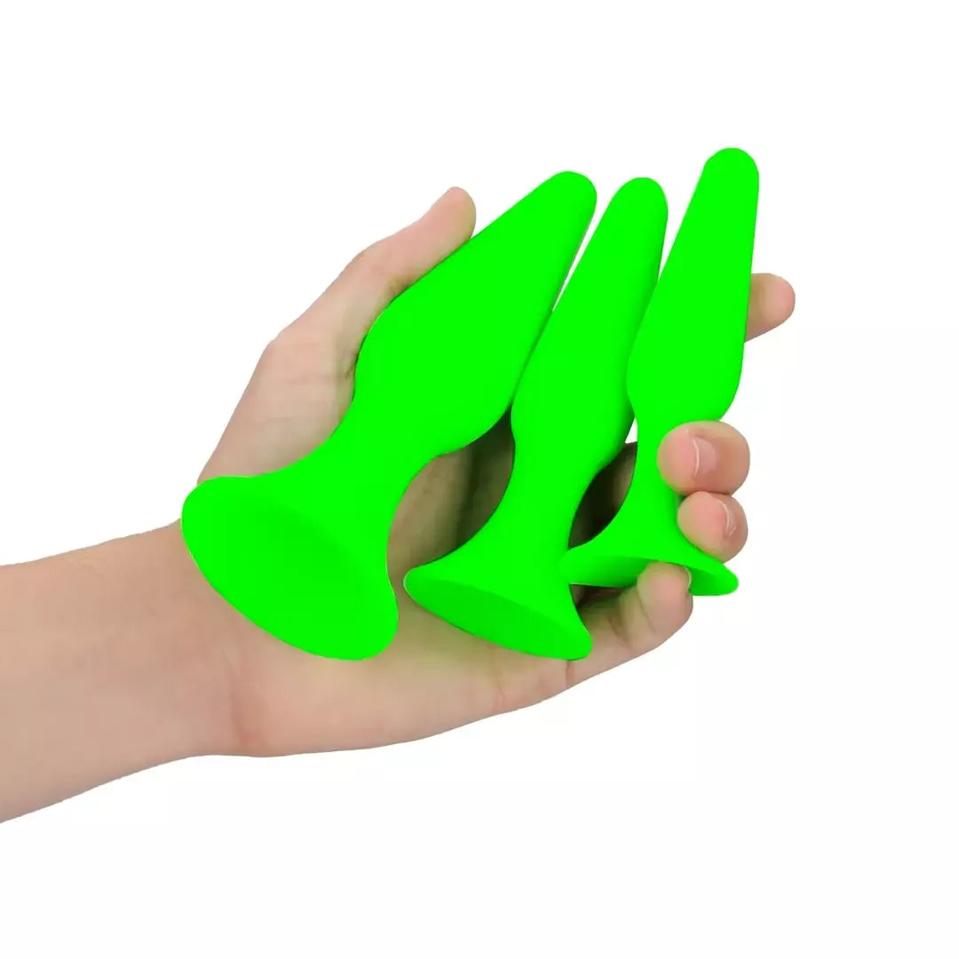 Ouch! Glow in the Dark Plug Set – Fluorescent Green, 3 Sizes