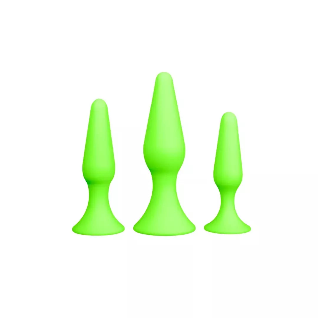 Ouch! Glow in the Dark Plug Set – Fluorescent Green, 3 Sizes