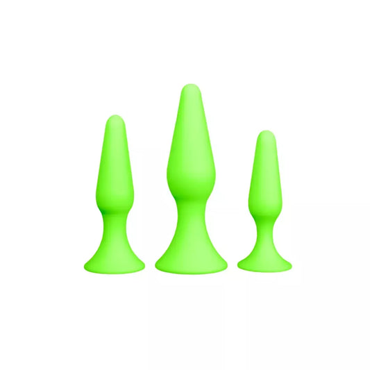 Ouch! Glow in the Dark Plug Set – Fluorescent Green, 3 Sizes