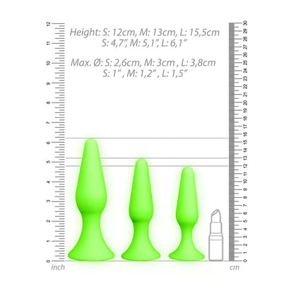 Ouch! Glow in the Dark Plug Set – Fluorescent Green, 3 Sizes