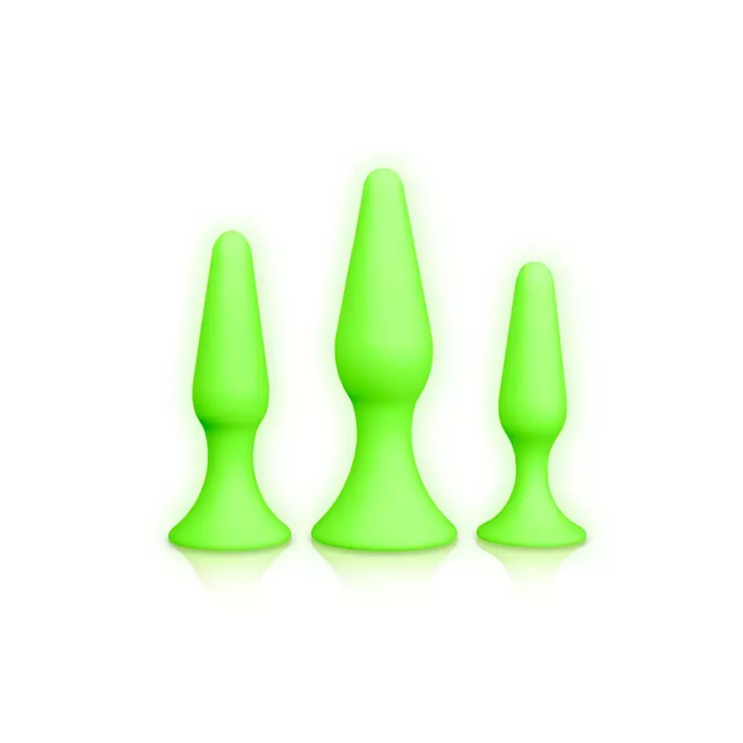 Ouch! Glow in the Dark Plug Set – Fluorescent Green, 3 Sizes