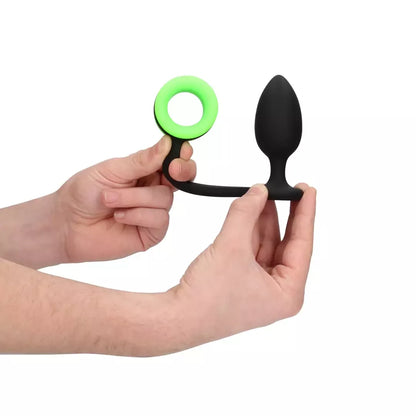 Ouch! Glow in the Dark silikoninis kištukas ir atraminis žiedas – fluorescencinė žalia