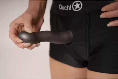 Ouch! Itin minkštas silikoninis lenktas intymus įrenginys, 17 cm, metalo apdaila