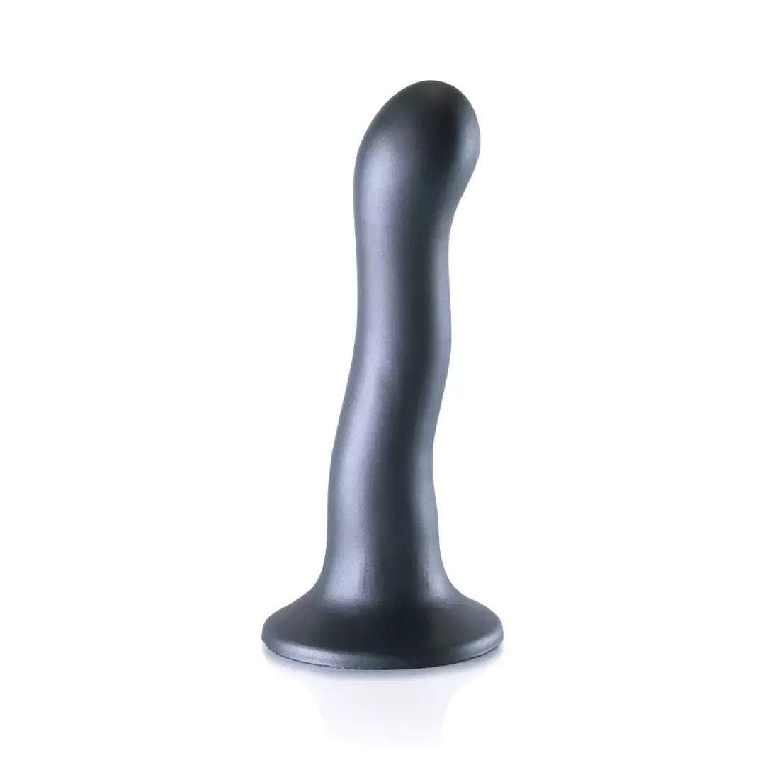 Ouch! Itin minkštas silikoninis lenktas intymus įrenginys, 17 cm, metalo apdaila