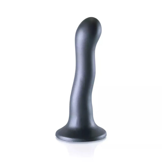 Ouch! Itin minkštas silikoninis lenktas intymus įrenginys, 17 cm, metalo apdaila