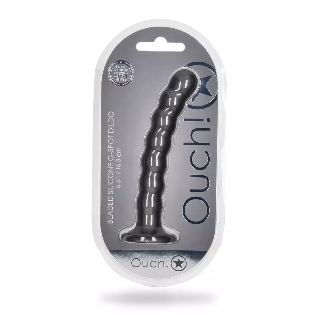 Ouch! Karoliukų formos silikoninis modelis su prisiurbimo pagrindu, 16,5 cm, metalinio atspalvio