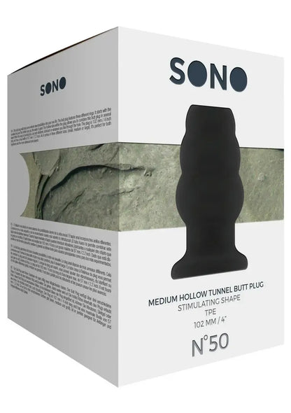 Ouch! No.50 vidutinio dydžio analinis kamštis su ertme – silikoninis, 102 mm, juodas