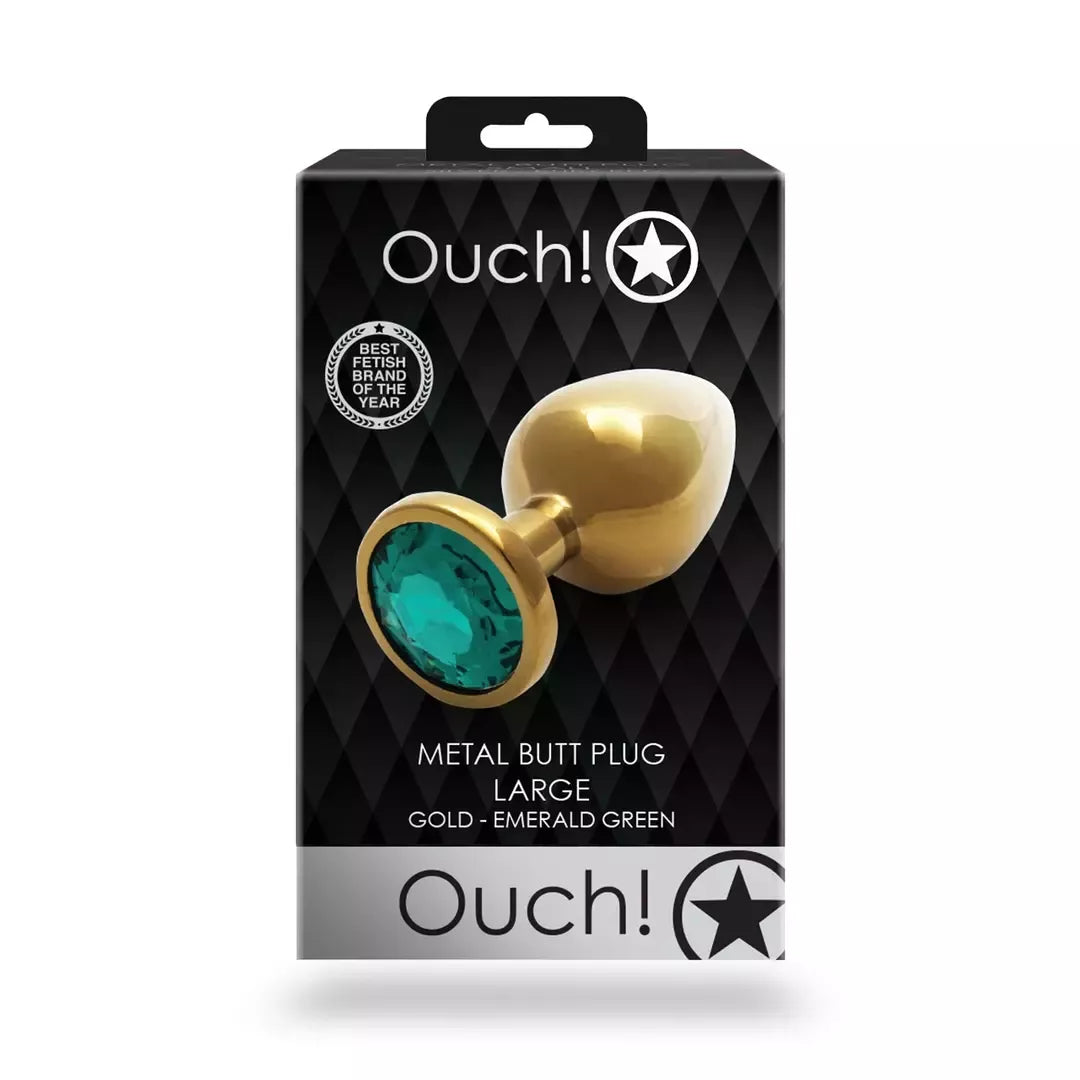 Ouch! Round Gem Metal Plug Large – elegantiškas aliuminis kamštis su dekoratyviniu akmenėliu
