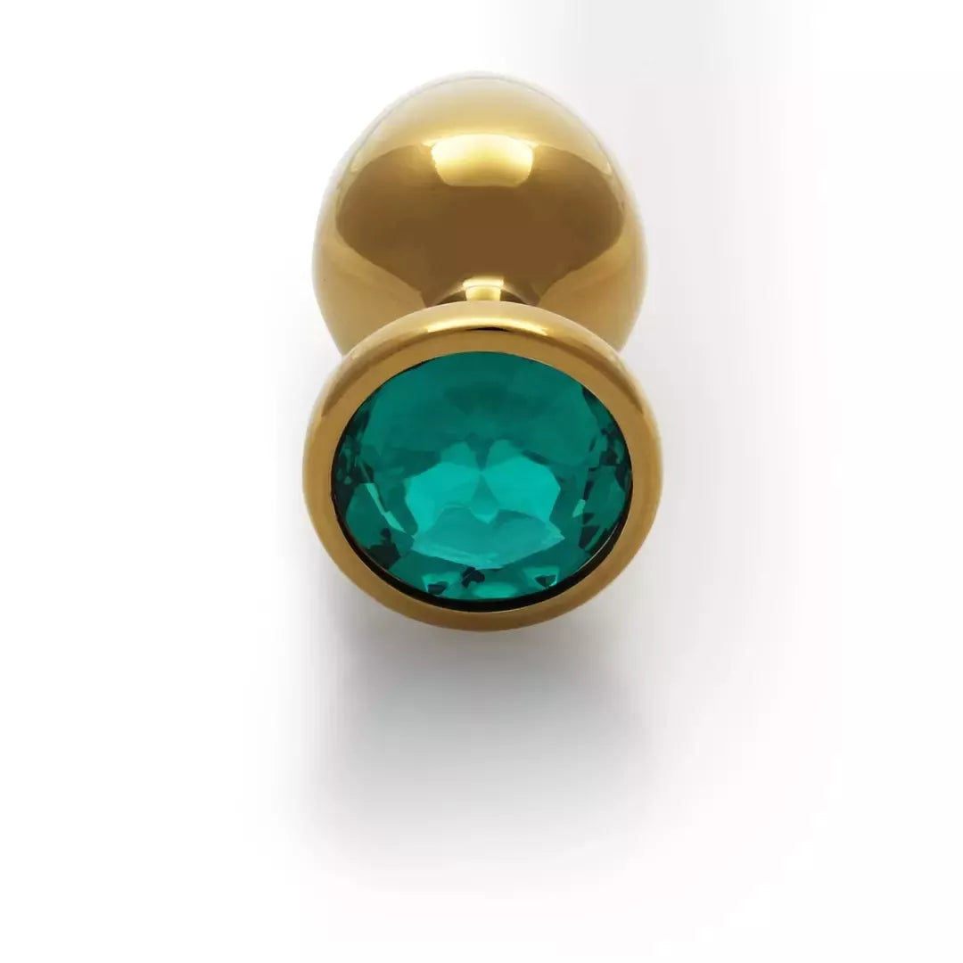 Ouch! Round Gem Metal Plug Large – elegantiškas aliuminis kamštis su dekoratyviniu akmenėliu