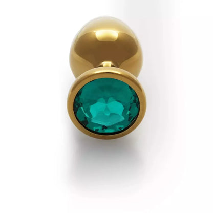 Ouch! Round Gem Metal Plug Large – elegantiškas aliuminis kamštis su dekoratyviniu akmenėliu