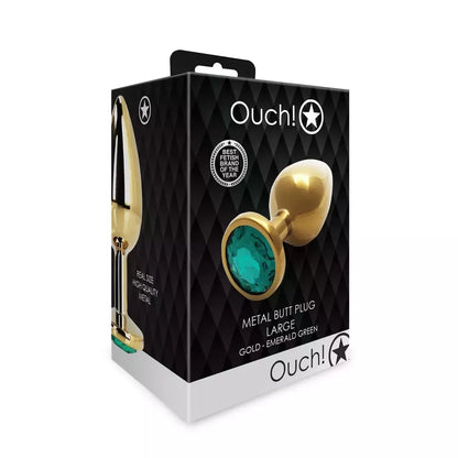 Ouch! Round Gem Metal Plug Large – elegantiškas aliuminis kamštis su dekoratyviniu akmenėliu