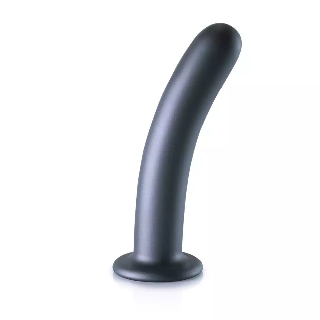 OUCH! Smooth silikoninis 17 cm intymus modelis su siurbtuku, metalinės mėlynos spalvos