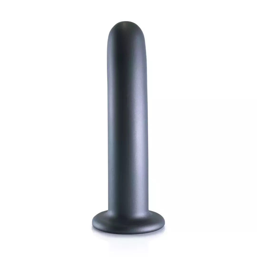 OUCH! Smooth silikoninis 17 cm intymus modelis su siurbtuku, metalinės mėlynos spalvos