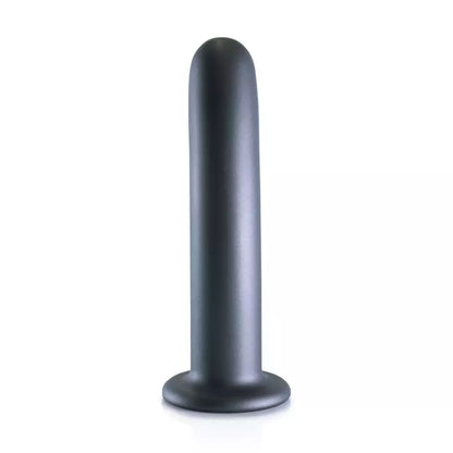 OUCH! Smooth silikoninis 17 cm intymus modelis su siurbtuku, metalinės mėlynos spalvos
