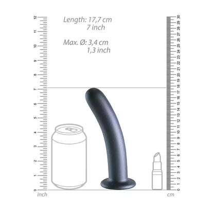 OUCH! Smooth silikoninis 17 cm intymus modelis su siurbtuku, metalinės mėlynos spalvos