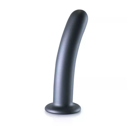 OUCH! Smooth silikoninis 17 cm intymus modelis su siurbtuku, metalinės mėlynos spalvos
