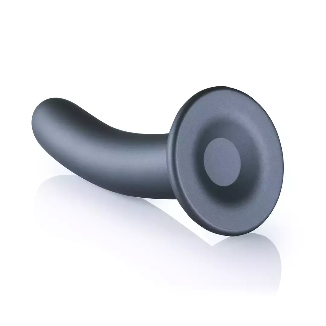 OUCH! Smooth silikoninis 17 cm intymus modelis su siurbtuku, metalinės mėlynos spalvos